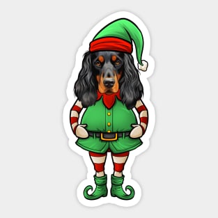 Funny Christmas Elf Gordon Setter Dog Sticker